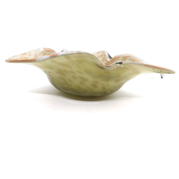 Murano Art Glass Copper Swirl Adventurer Triangle Bowl 8inX3in. preowned - Picture 4 of 6